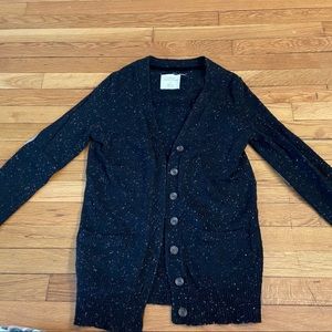 Black Spotted Cardigan with Elbow patches